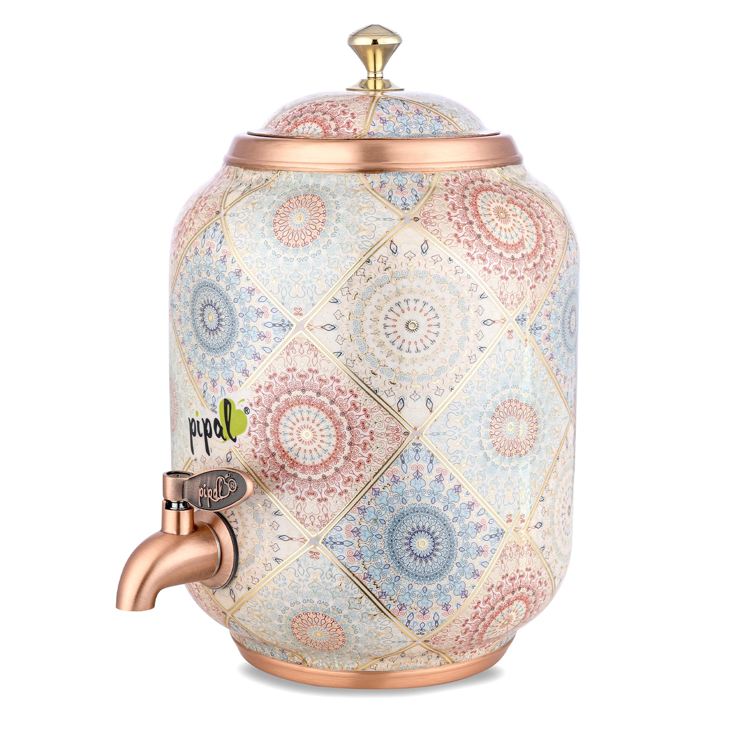 Pipal Classical Printed Copper Matka