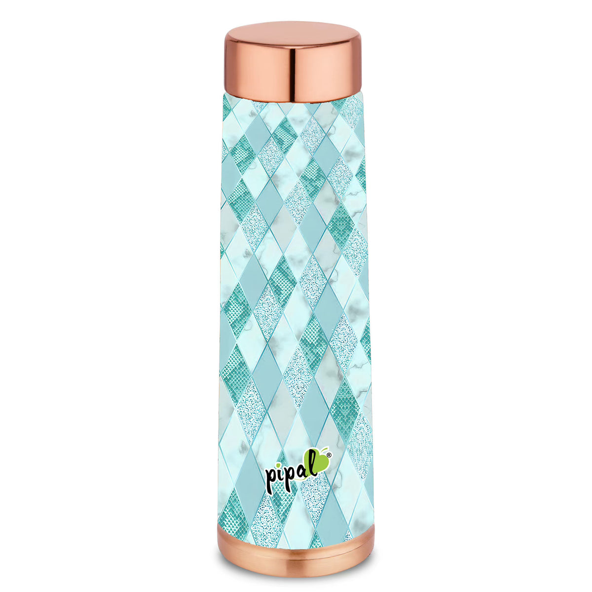 pipal valley printed copper bottle with diamond print