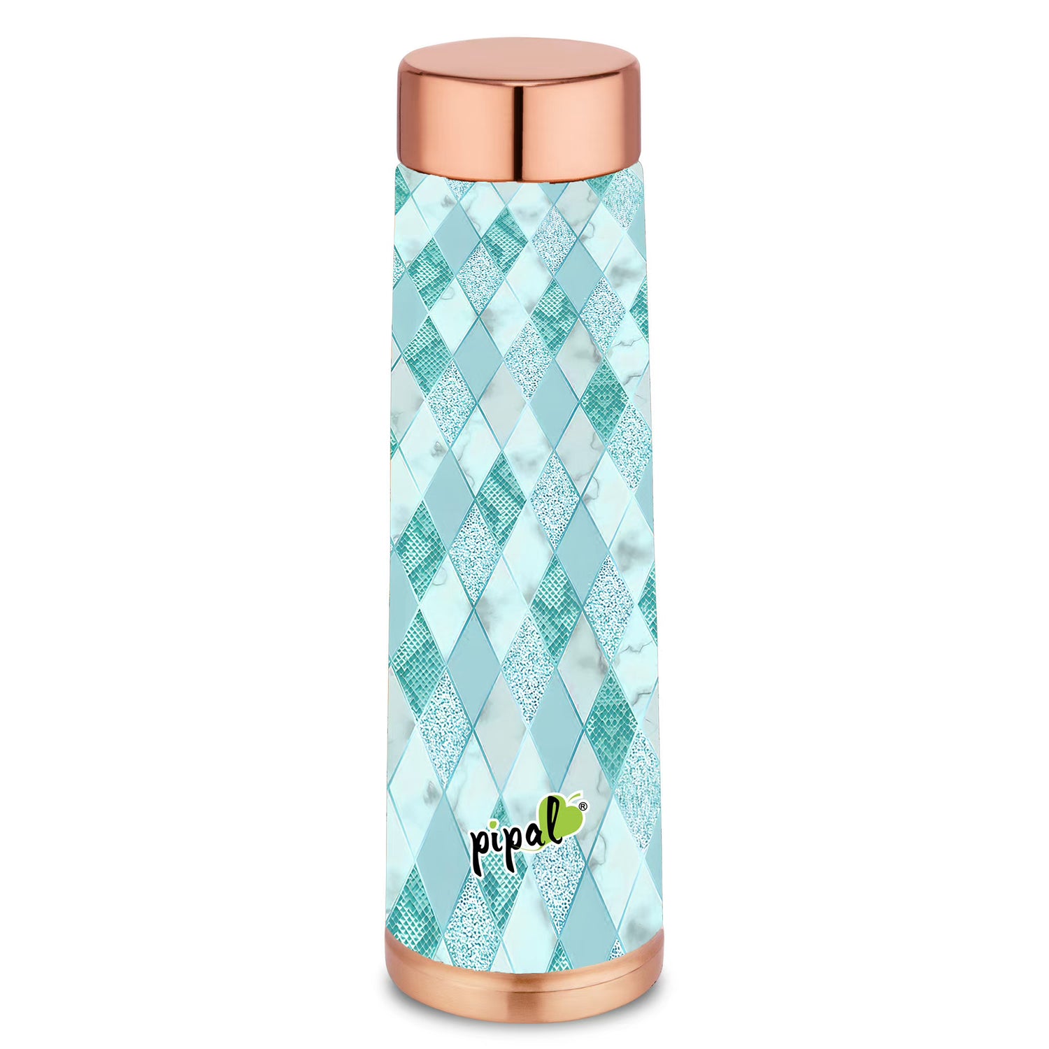 pipal valley printed copper bottle with diamond print