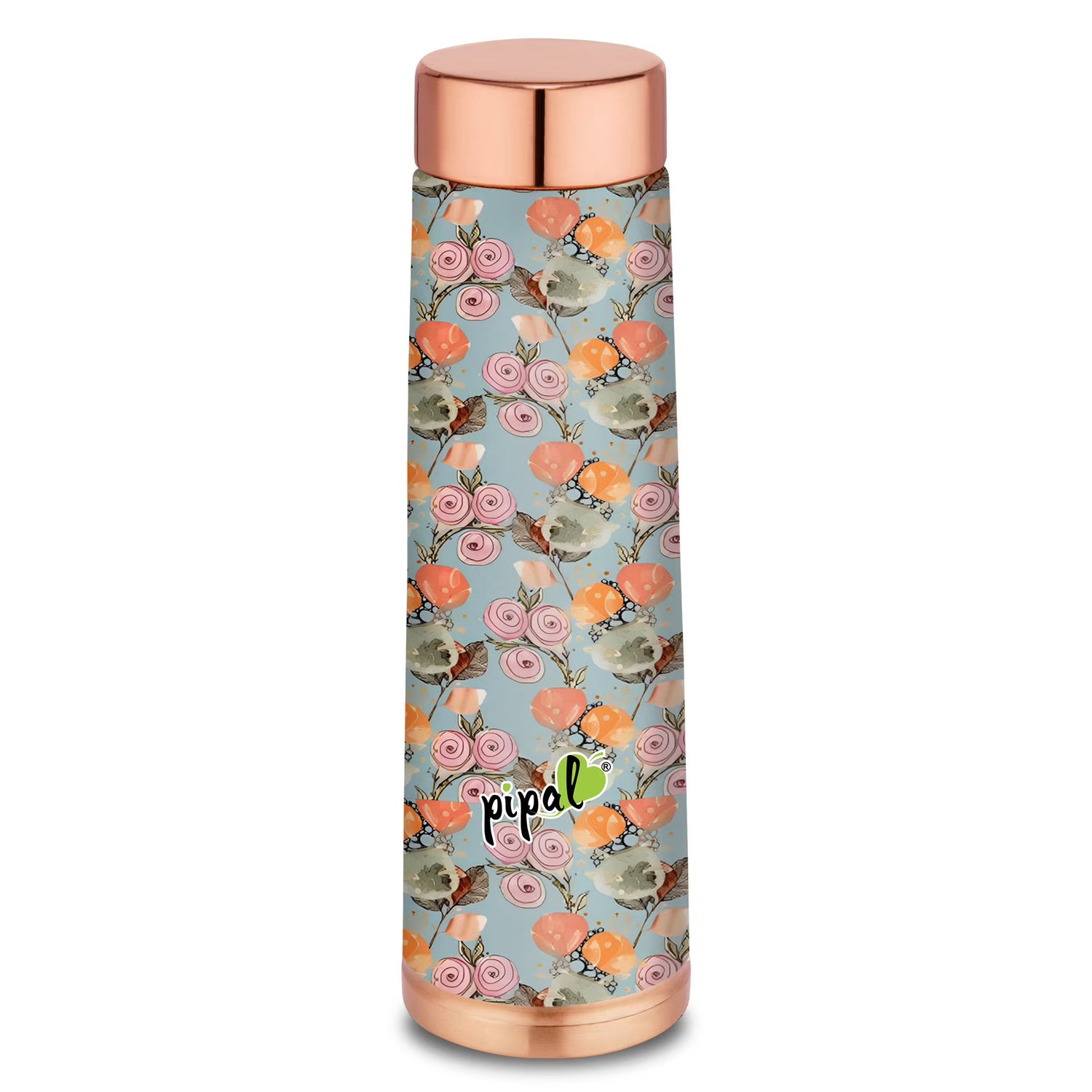 pipal valley printed copper bottle with floral print