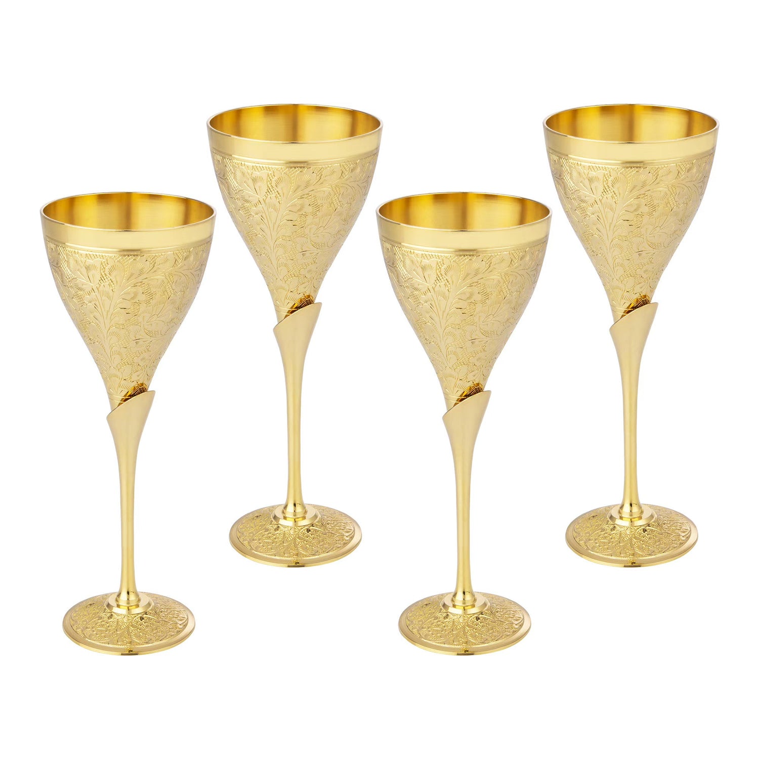 Pipal 24K Gold Champagne Goblet Glass 4pcs Set
