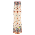 copper bottle with a tumbler and leaf pattern on a white background