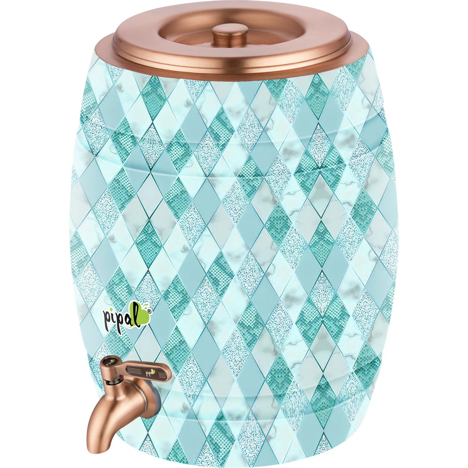 Pipal Barrel Printed Copper Matka