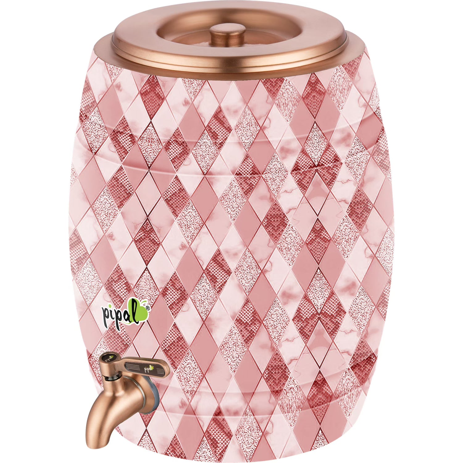 Pipal Barrel Printed Copper Matka