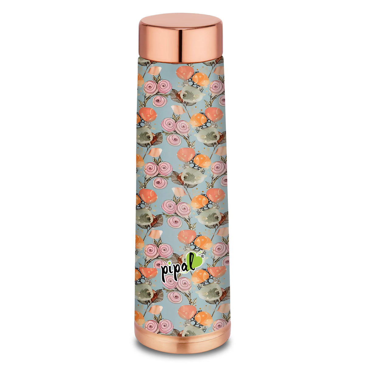 pipal valley printed copper bottle with floral print 