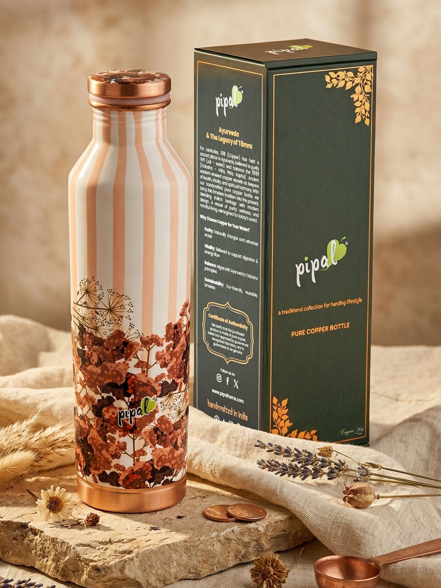 Pipal Apex Floral Essence Copper Bottle