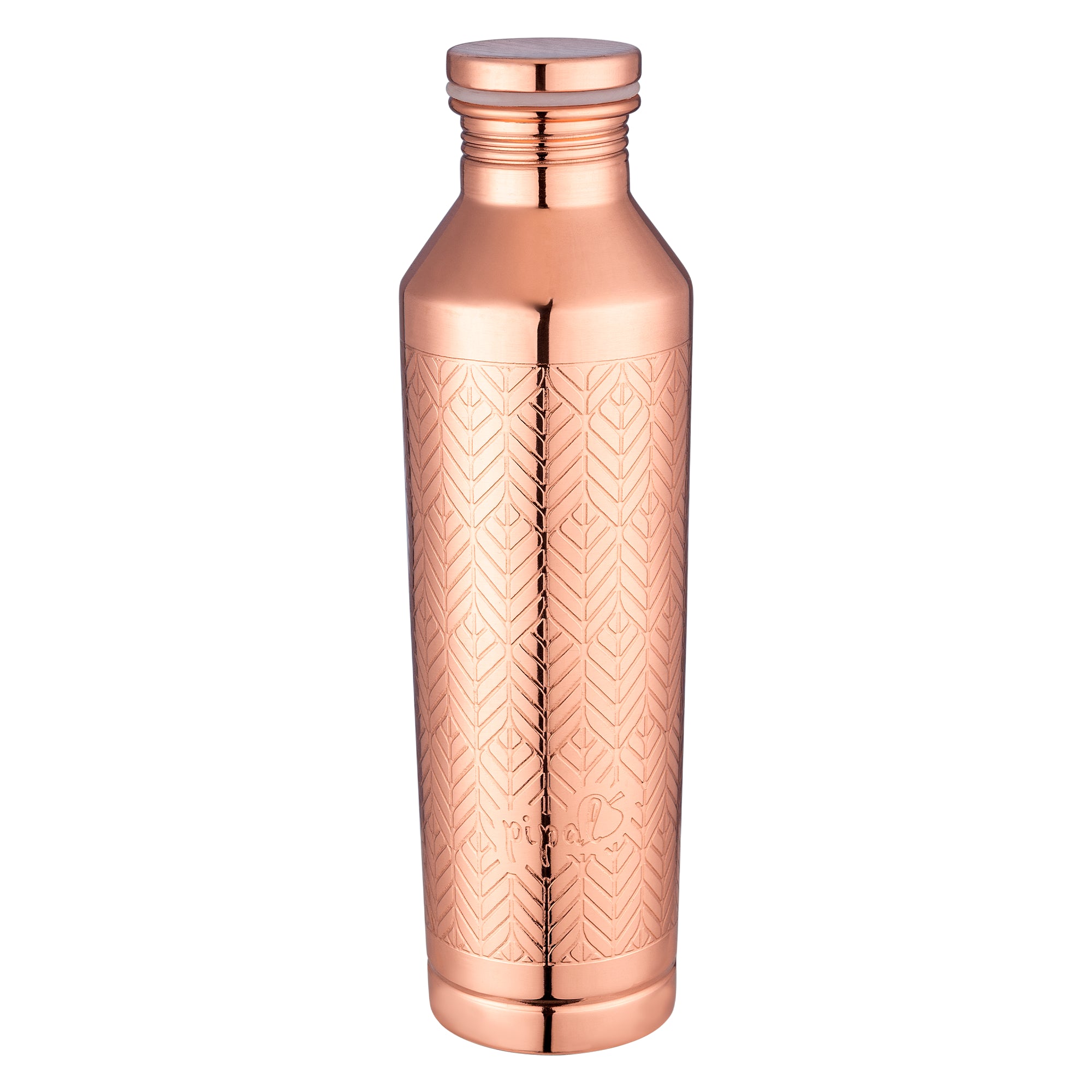 Pipal Apex Leaf Carving Copper Water Bottle