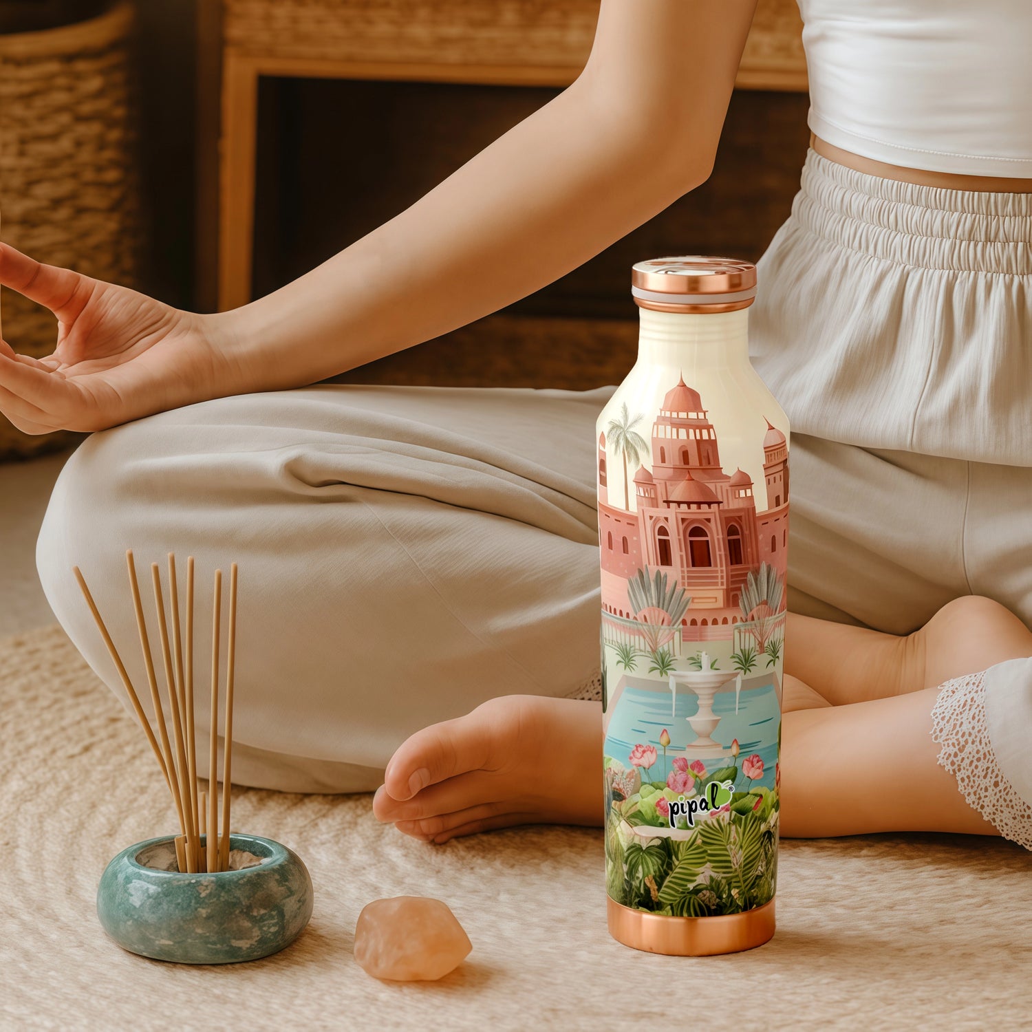 Pipal Apex Royal Garden Copper Water Bottle