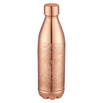 pipal atlas copper bottle with intricate carving pattern on a white background