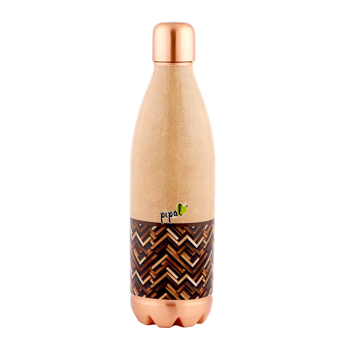 brown printed copper bottle 