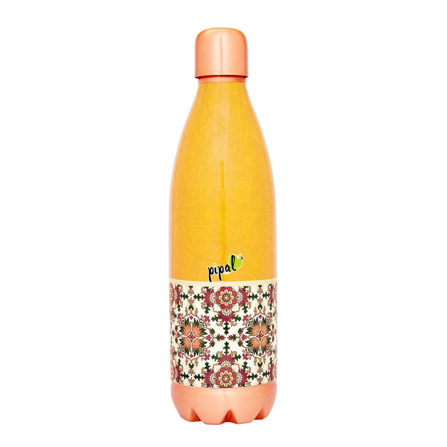 yellow printed copper bottle 