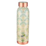 Pipal 1000ml copper bottle with peacock feather print and gold stamping