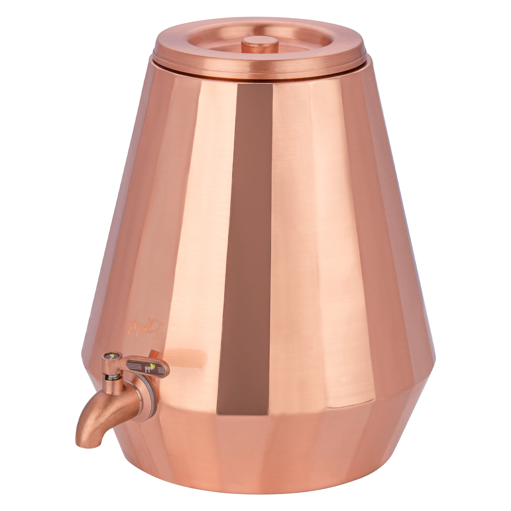 Pipal Kohinoor faceted geometric copper water dispenser with dual shiny matte finish