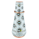 Pipal Kumbh 3-piece copper carafe set with mint blue sun burst print