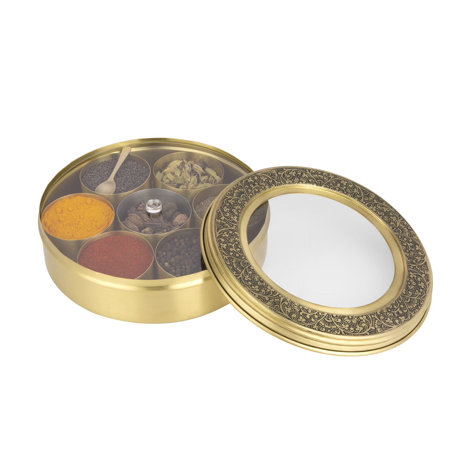 Pipal Rasoi Brass Masala Dabba See Through