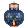 Pipal Prithvi round spherical copper water dispenser with royal blue and gold print