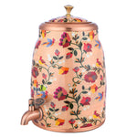 Tall blue floral copper water dispenser with Gulzar garden print and tap