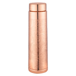 Pipal Valley 900ml copper bottle with straight cylindrical shape and floral etching